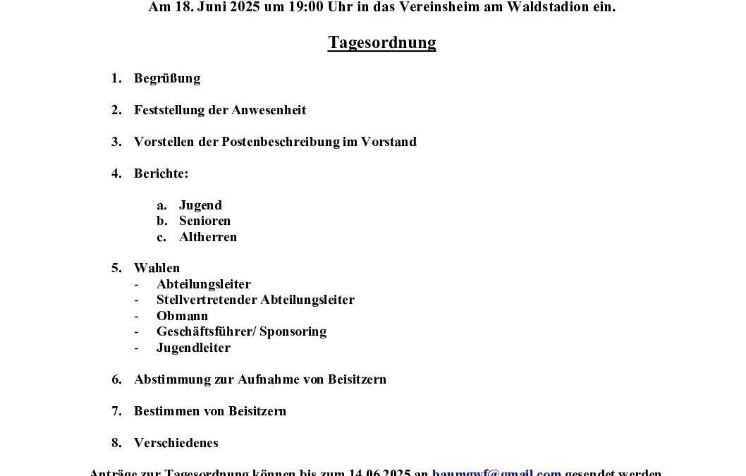 Einladung Abteilungsversammlung 2025